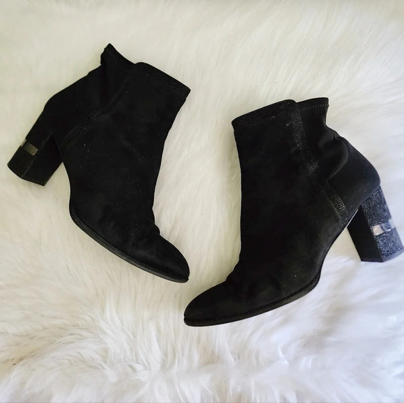 Stuart Weitzman Black Suede Booties - Picture 1 of 9